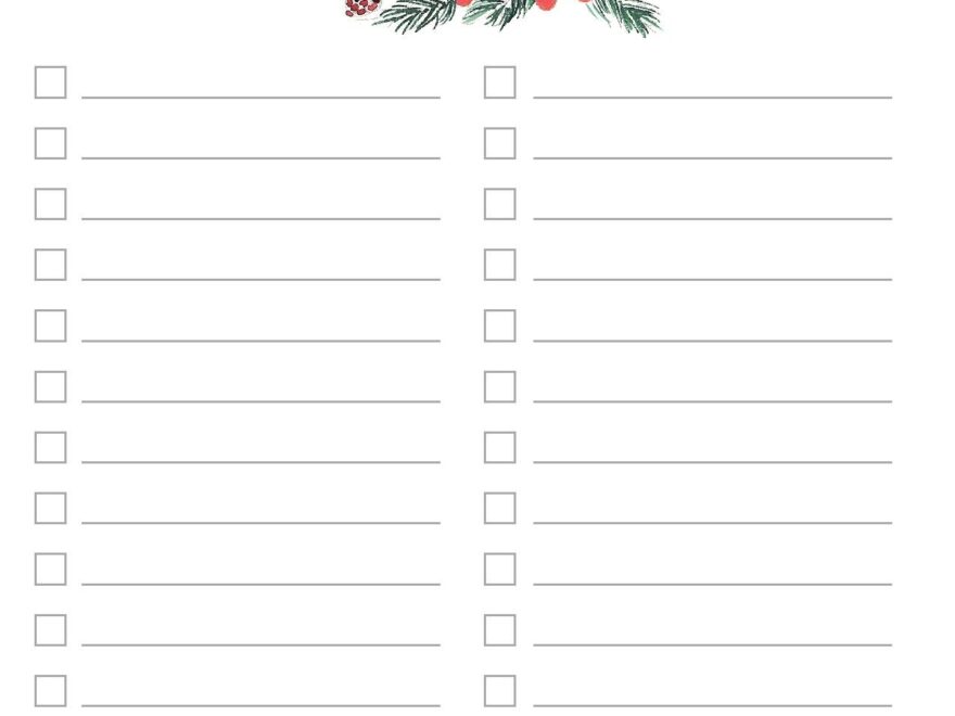 Free Printable Christmas Bucket List