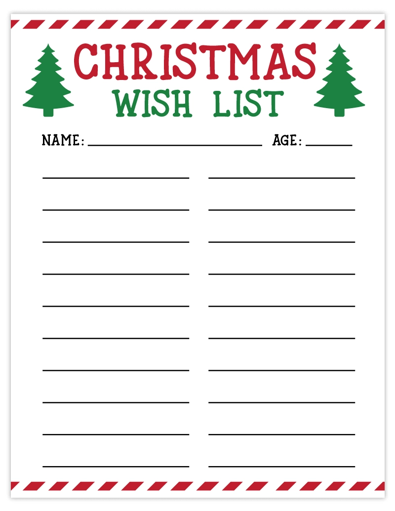Christmas List Free Printable