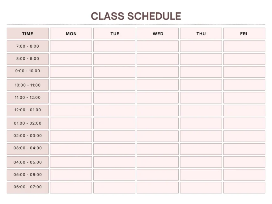 Free Printable Class Schedule Templates To Customize Canva