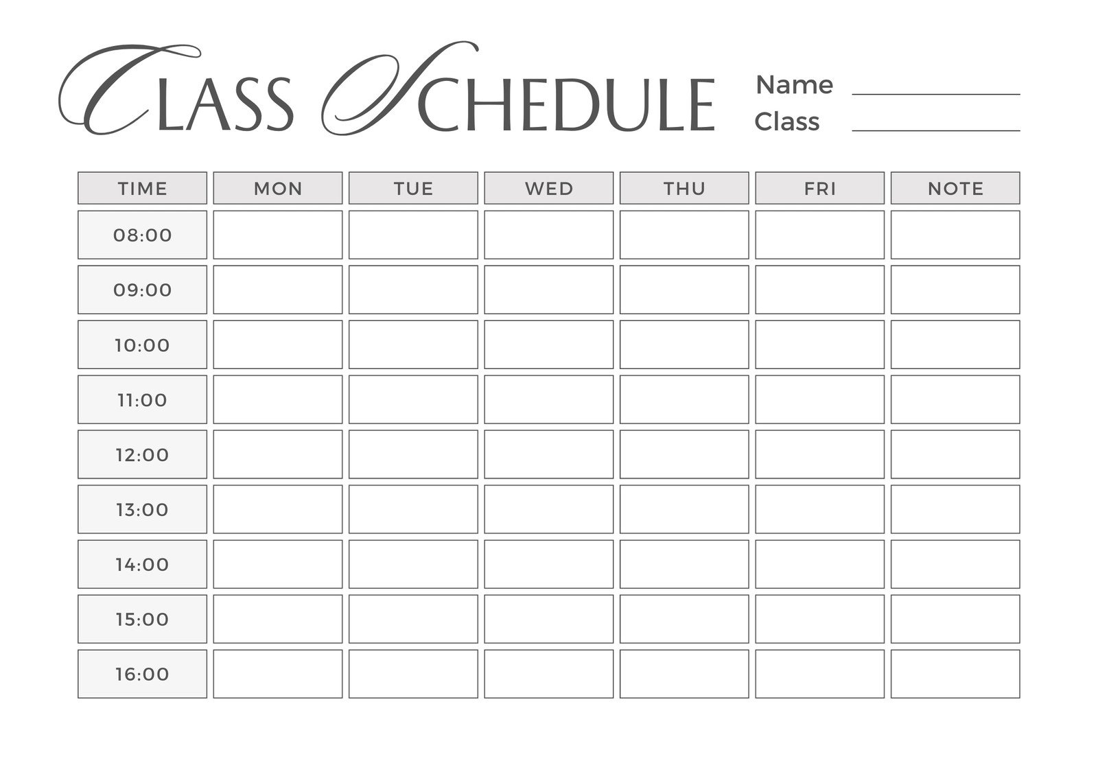 Free Printable Class Schedule Templates