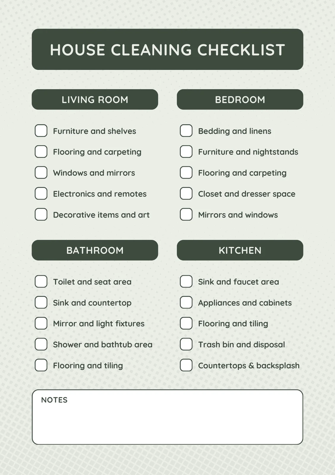 Printable Client Cleaning Schedule