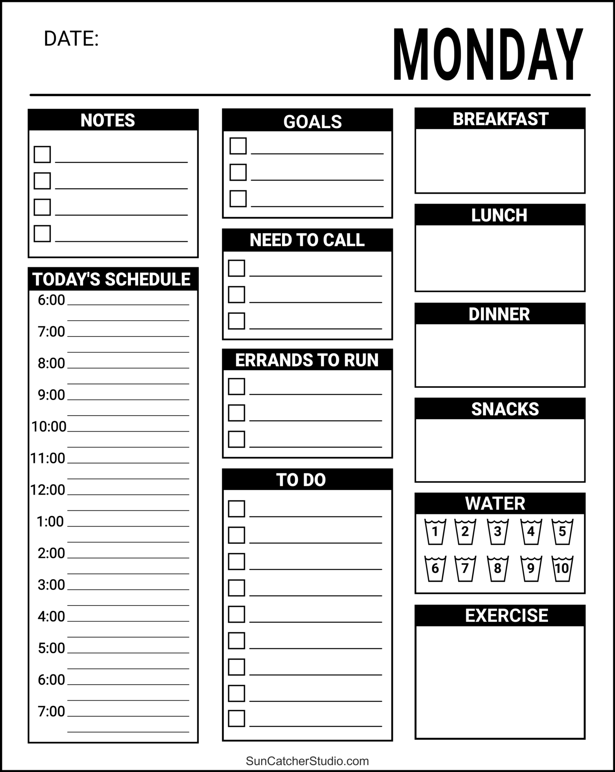 Free Printable Daily Planner Templates PDF Format Free Printables Monograms Design Tools Patterns DIY Projects