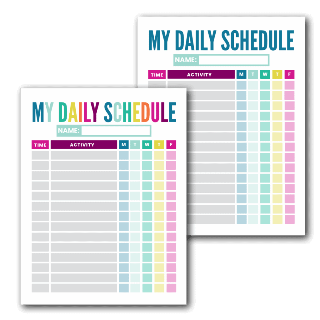 Daily Schedule Template Printable For Kids Daily Schedule Template Printable For Kids
