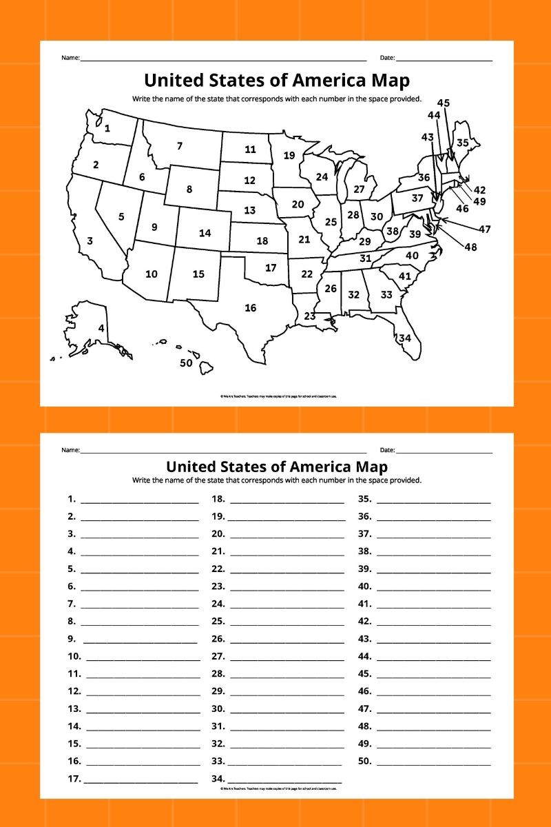 Printable United States Blank Map Quiz