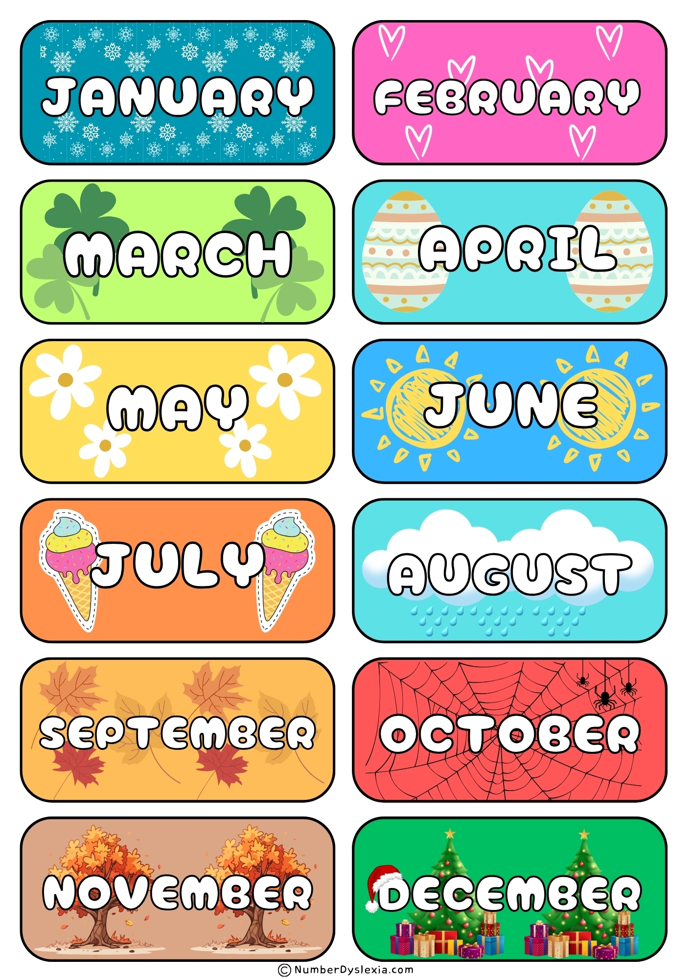 Months Of The Year Chart Printable Months Of The Year Chart Printable