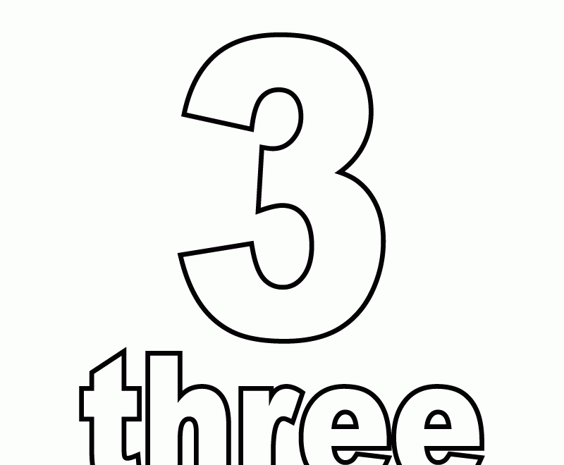 Free Printable Number Three Coloring Page