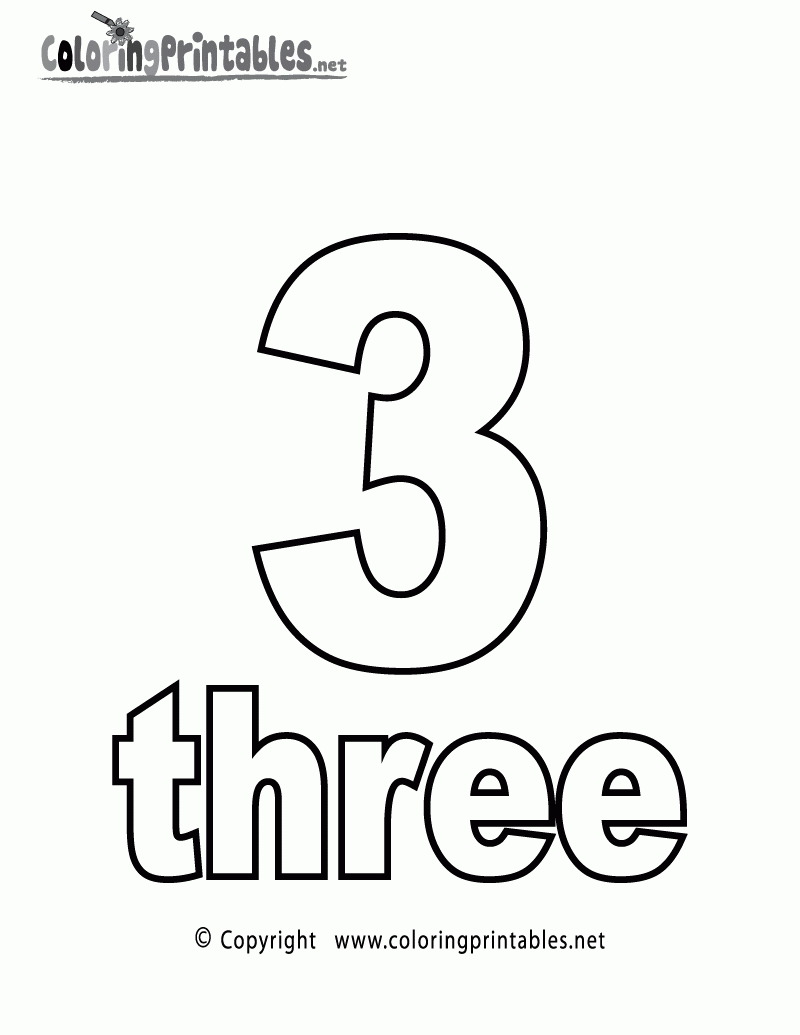 Free Printable Number Three Coloring Page Free Printable Number Three Coloring Page