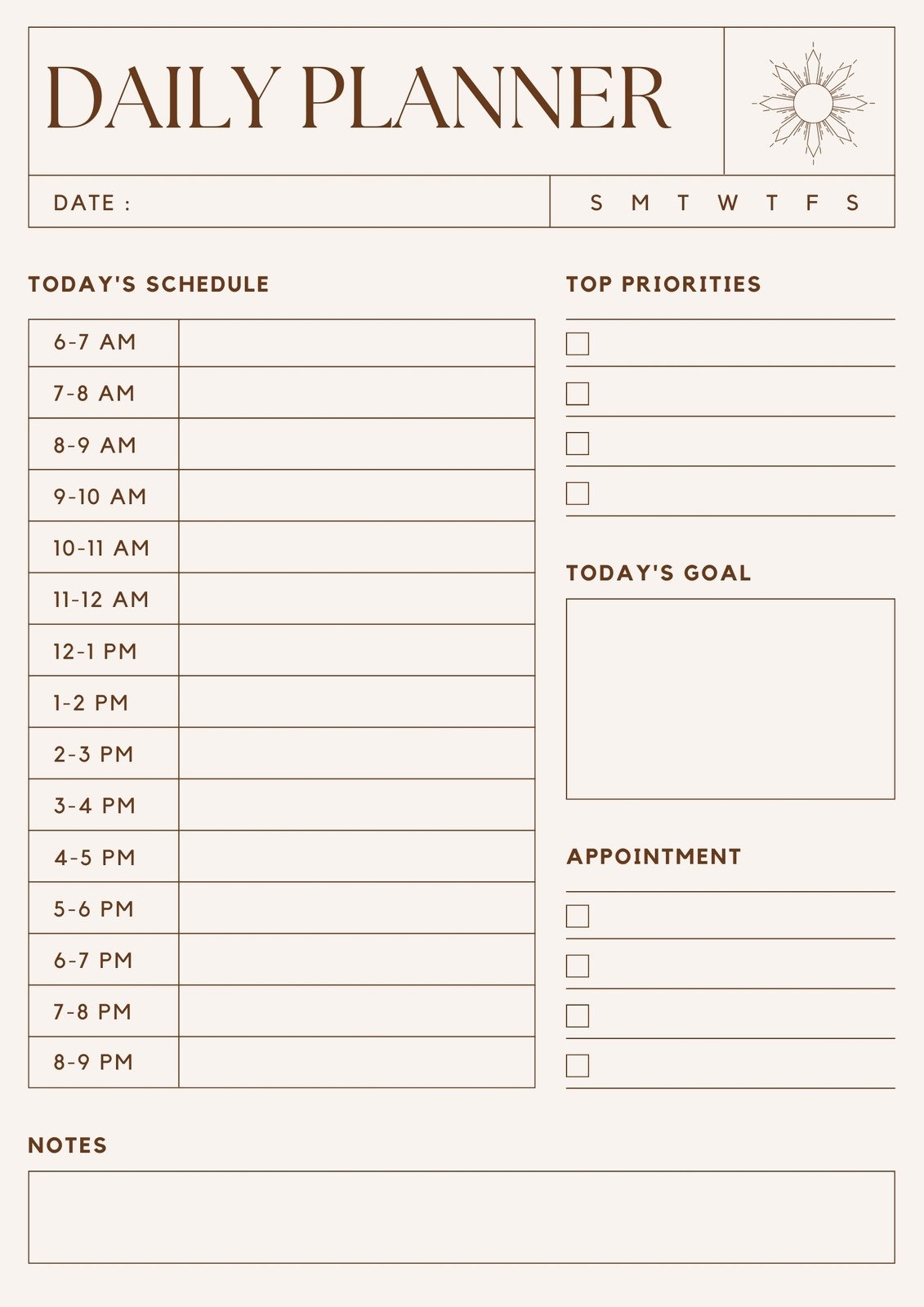 Cute Daily Planner Template Printable