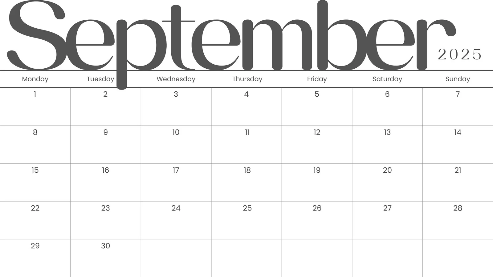 September Month Planner Printable