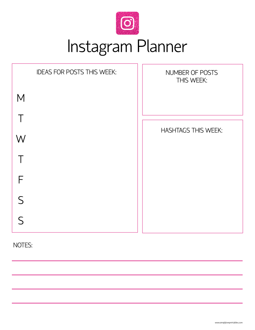 Free Printable Instagram Planner