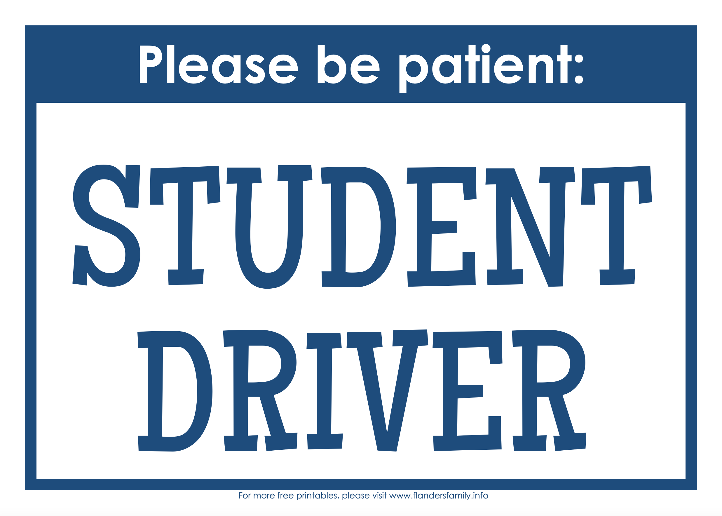 Free Printable Student Driver Sign Flanders Family Home Life