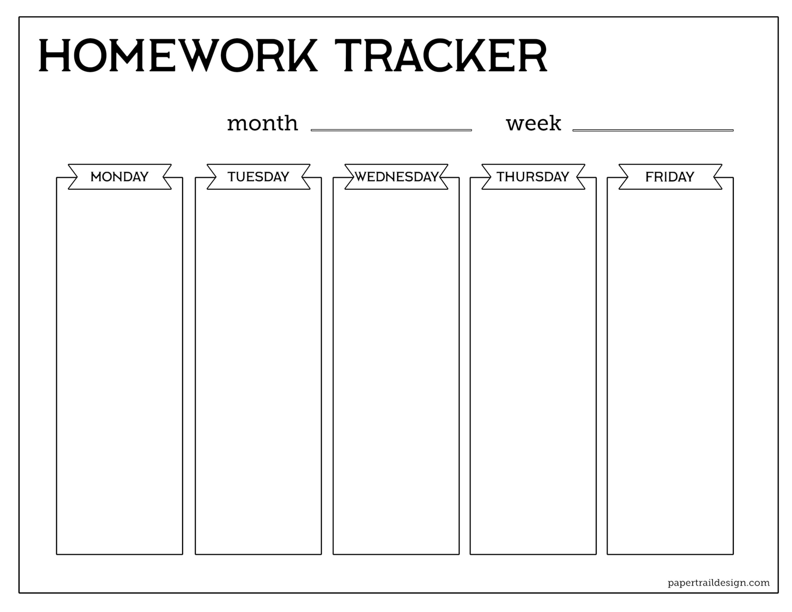 Printable Homework Schedule Template