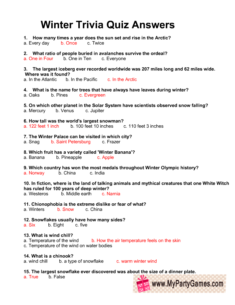 Interesting Printable Quiz Questions Interesting Printable Quiz Questions