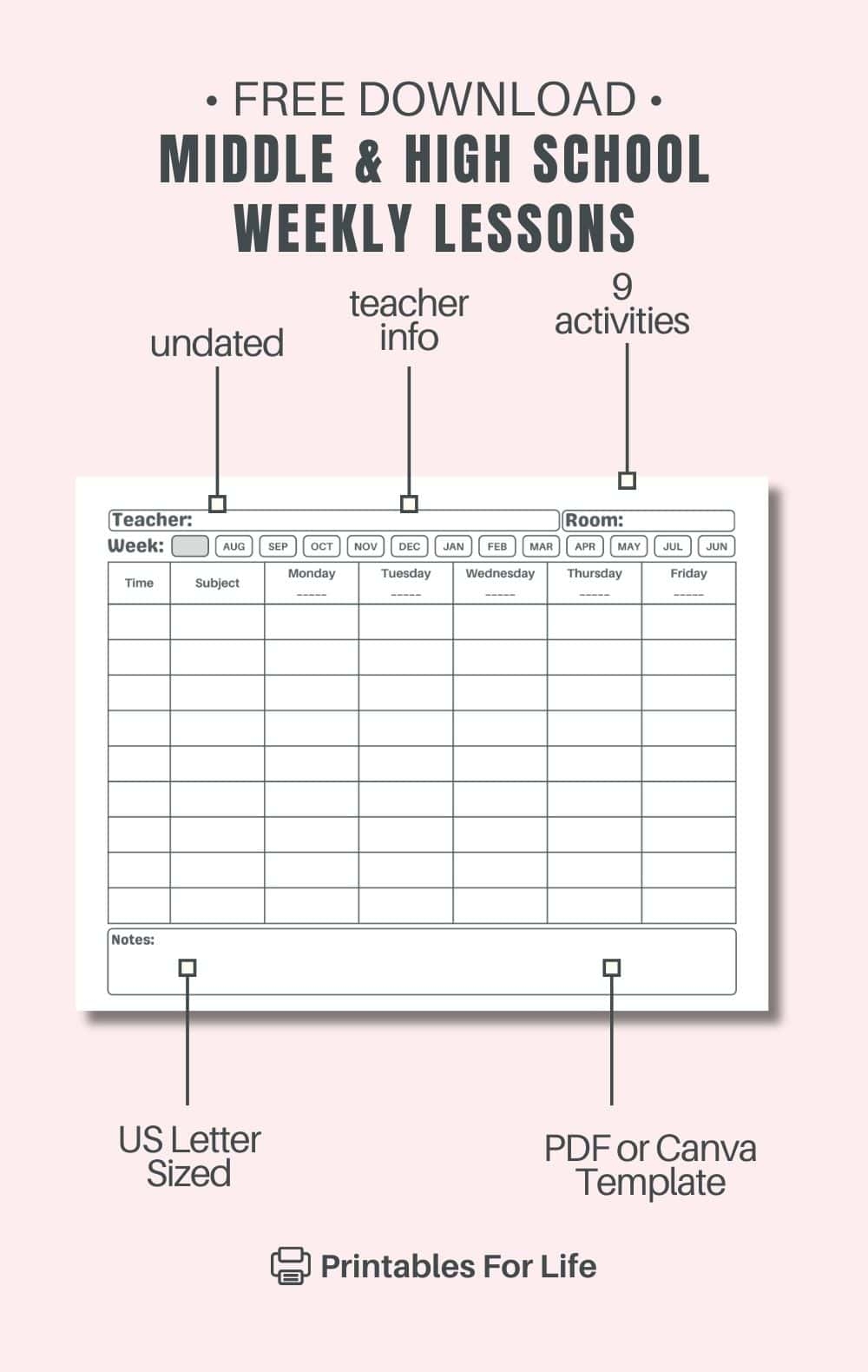 FREE Printable Weekly Lesson Plan Template FREE Printable Weekly Lesson Plan Template