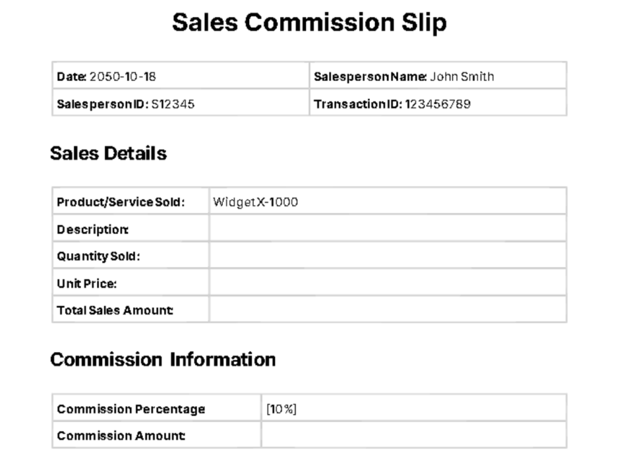 Free Sales Commission Slip Template To Edit Online