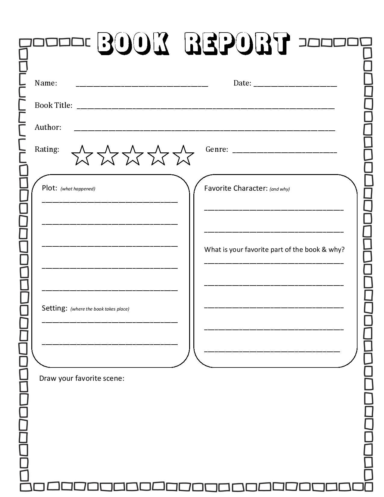 Printable Story Planner For 5th Grade