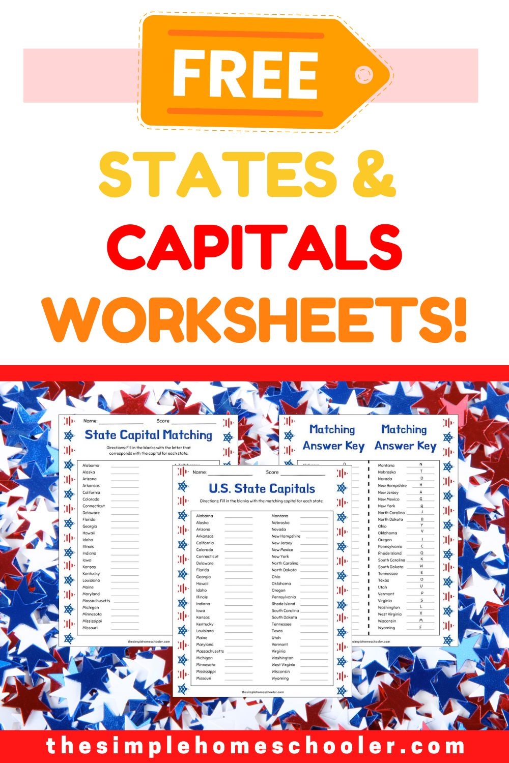 Free States Capitals Worksheet Packet Easy Print The Simple Homeschooler
