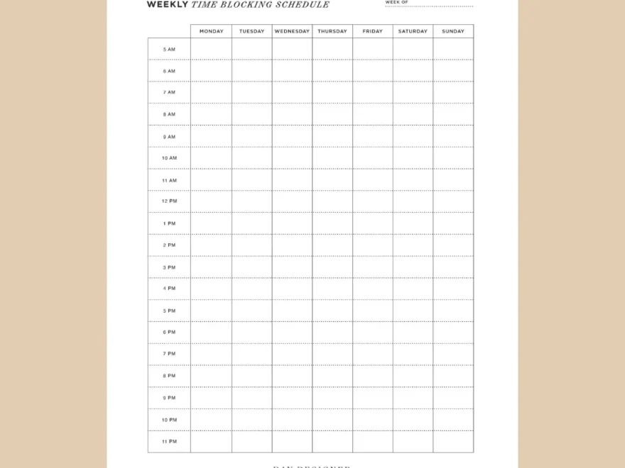 Free Time Blocking Schedule Day Designer