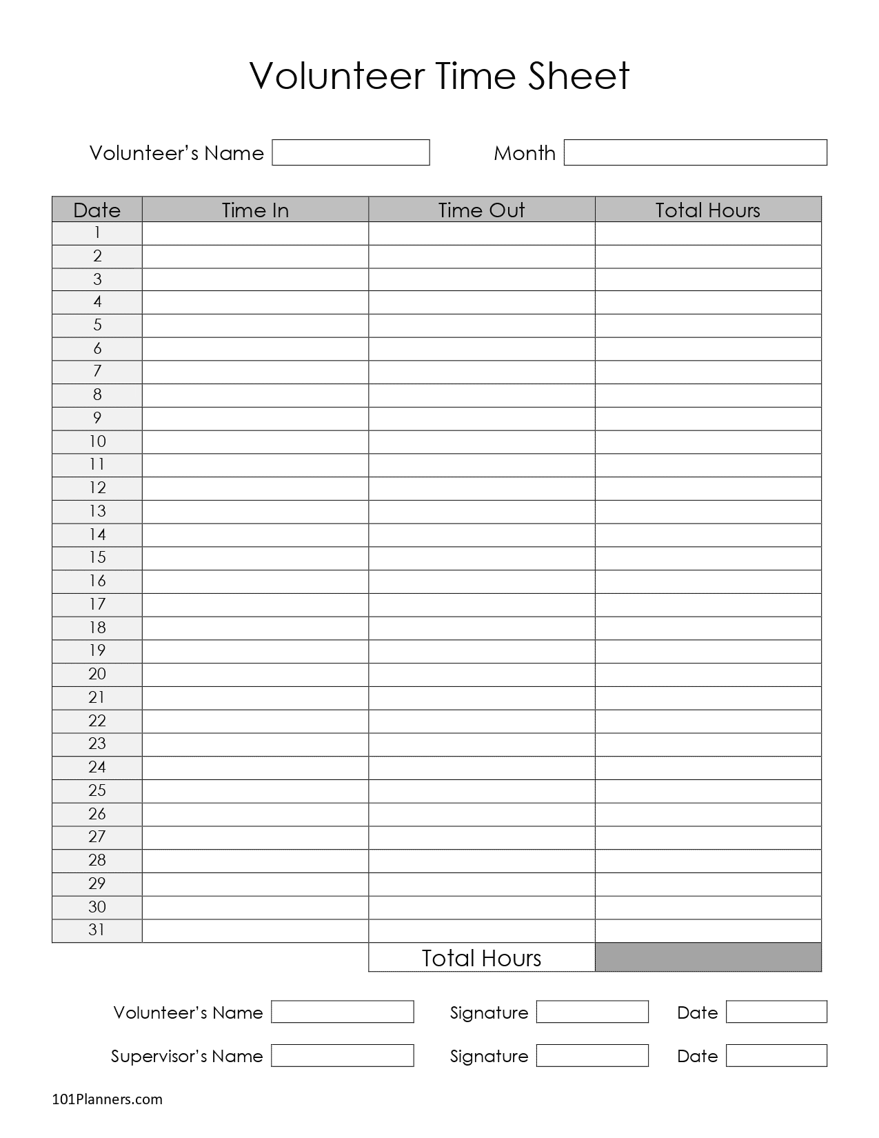 Time Sheet Free Printable