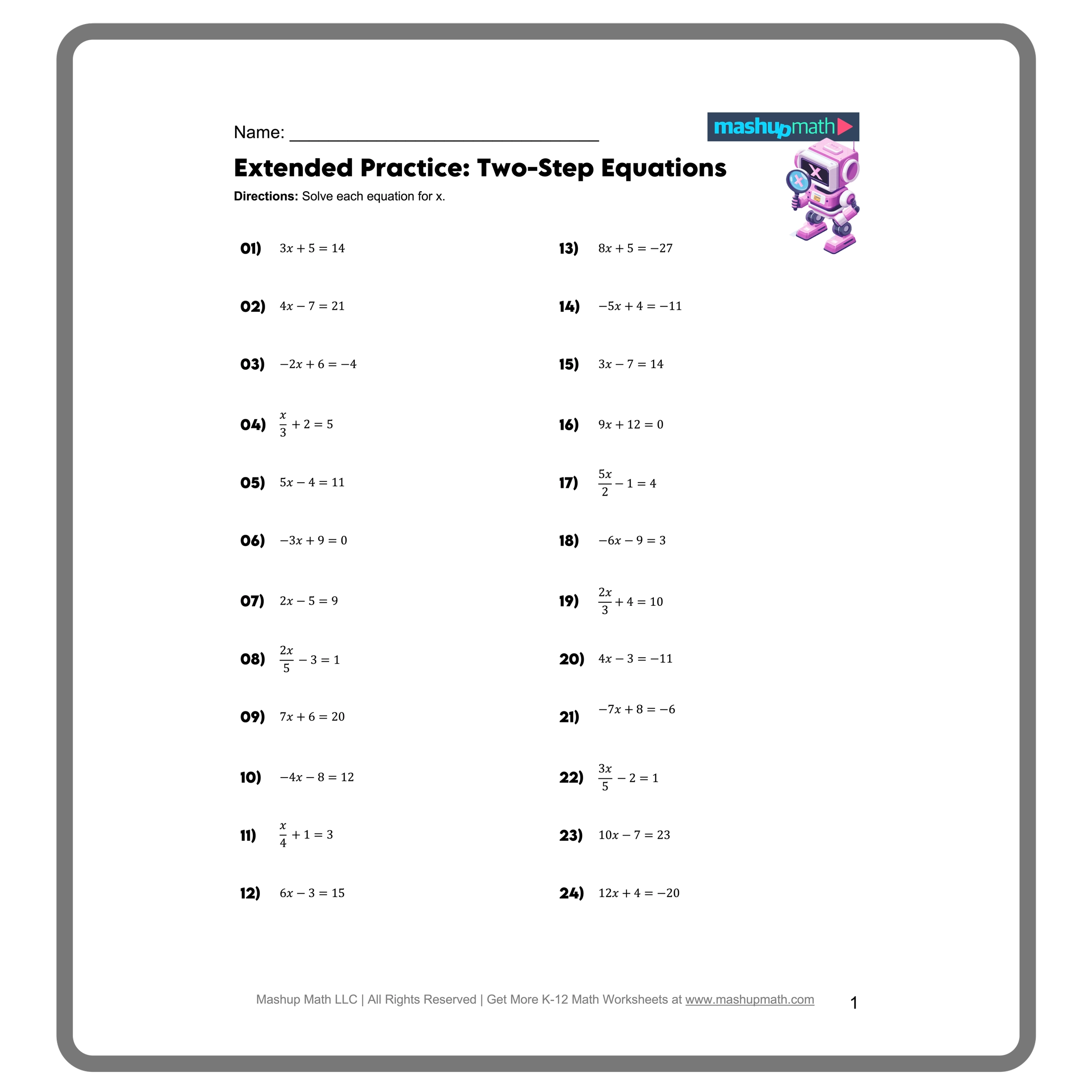 Free Two Step Equations Worksheets Mashup Math Free Two Step Equations Worksheets Mashup Math