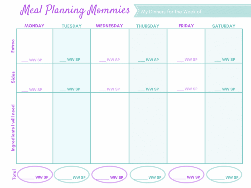 FREE Updated Printable Meal Planning Pages Grocery Lists