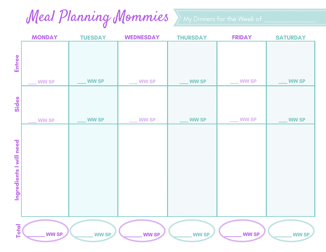 FREE Updated Printable Meal Planning Pages Grocery Lists
