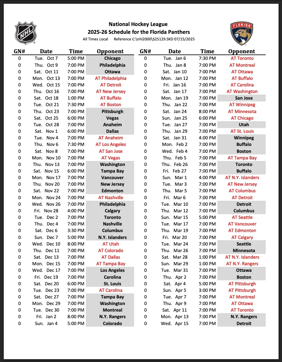 Full Florida Panthers 2025 26 Schedule Released Yahoo Sports Full Florida Panthers 2025 26 Schedule Released Yahoo Sports