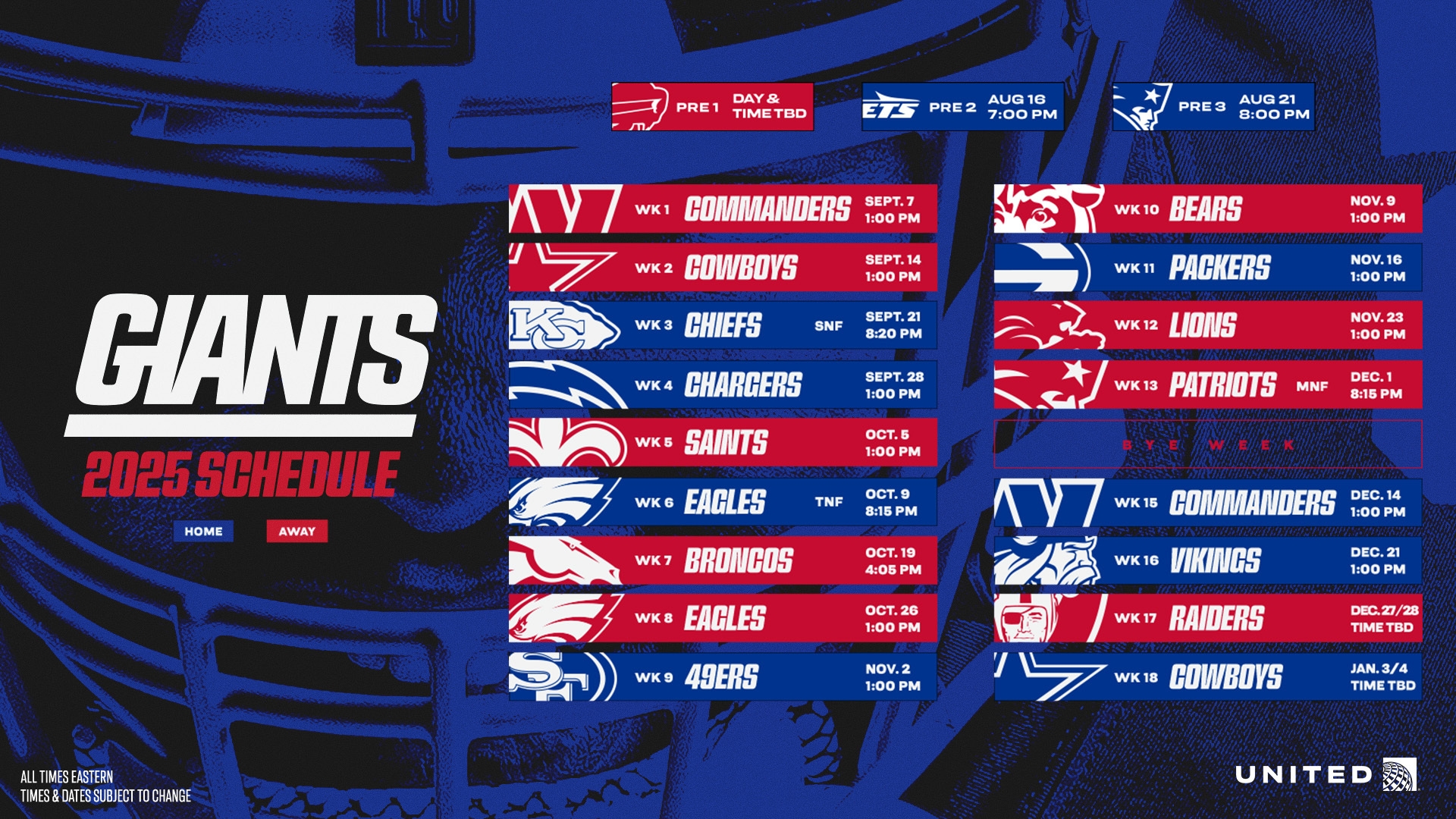 Giants 2025 Schedule New York Giants Giants