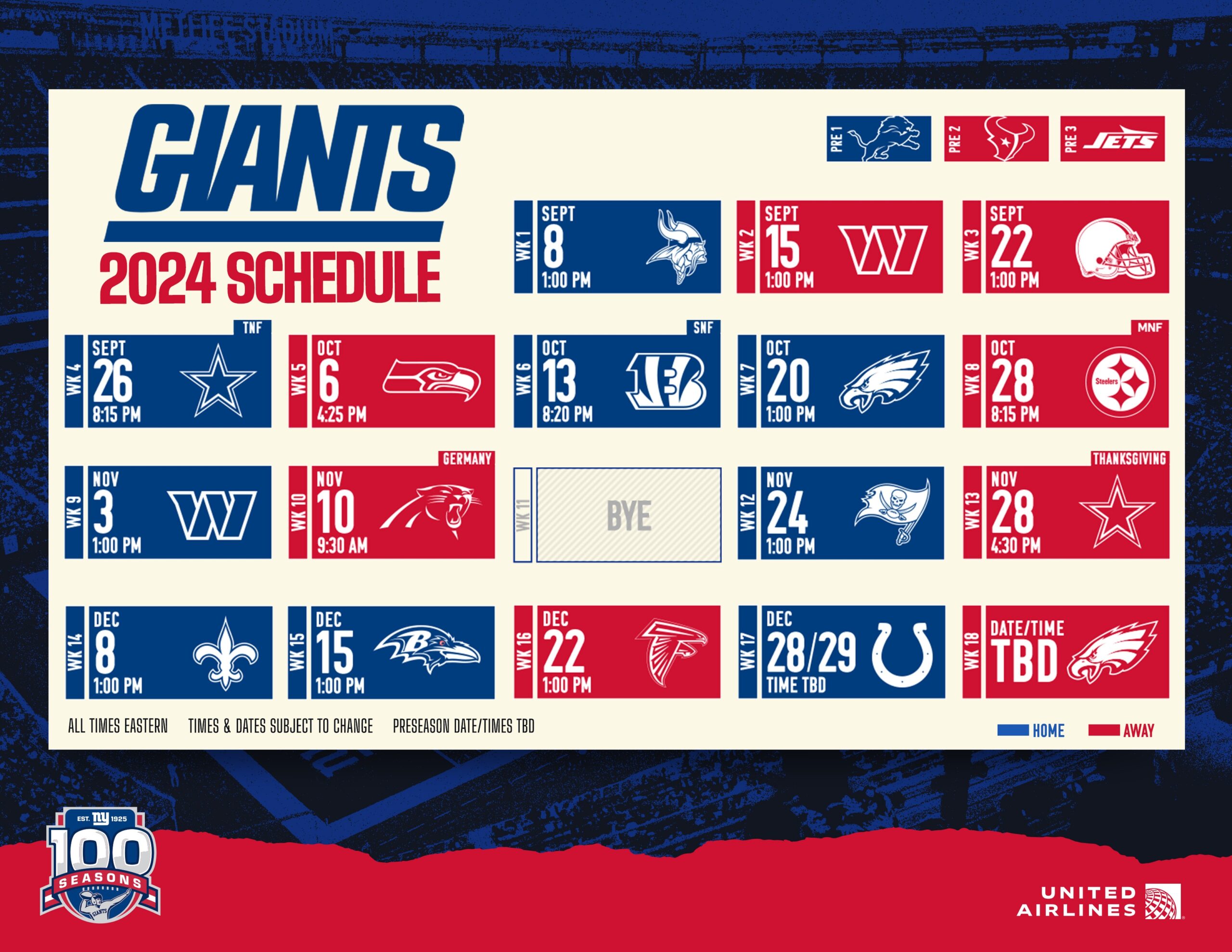 Ny Giants Schedule 2025-2026 Printable