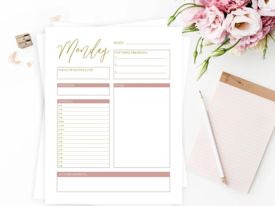Gold Daily Planner Printables Free Printable Pretty Collected