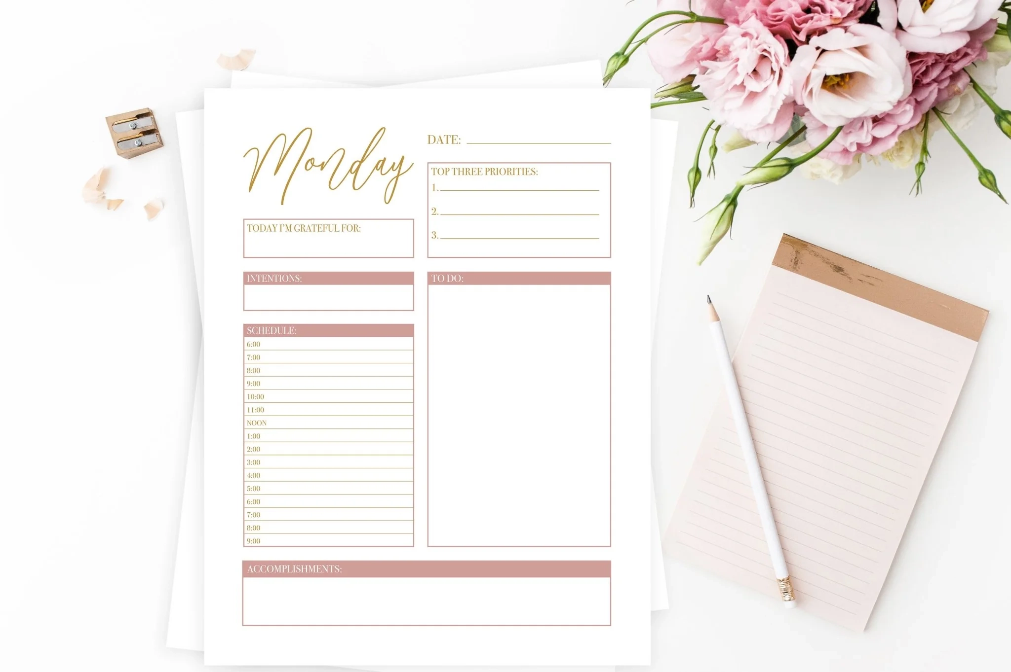 Gold Daily Planner Printables Free Printable Pretty Collected Gold Daily Planner Printables Free Printable Pretty Collected