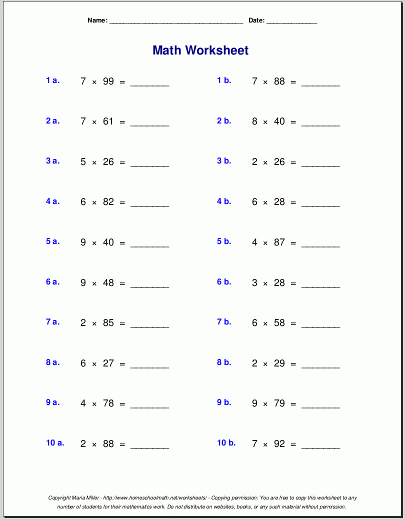 Grade 5 Multiplication Worksheets Grade 5 Multiplication Worksheets