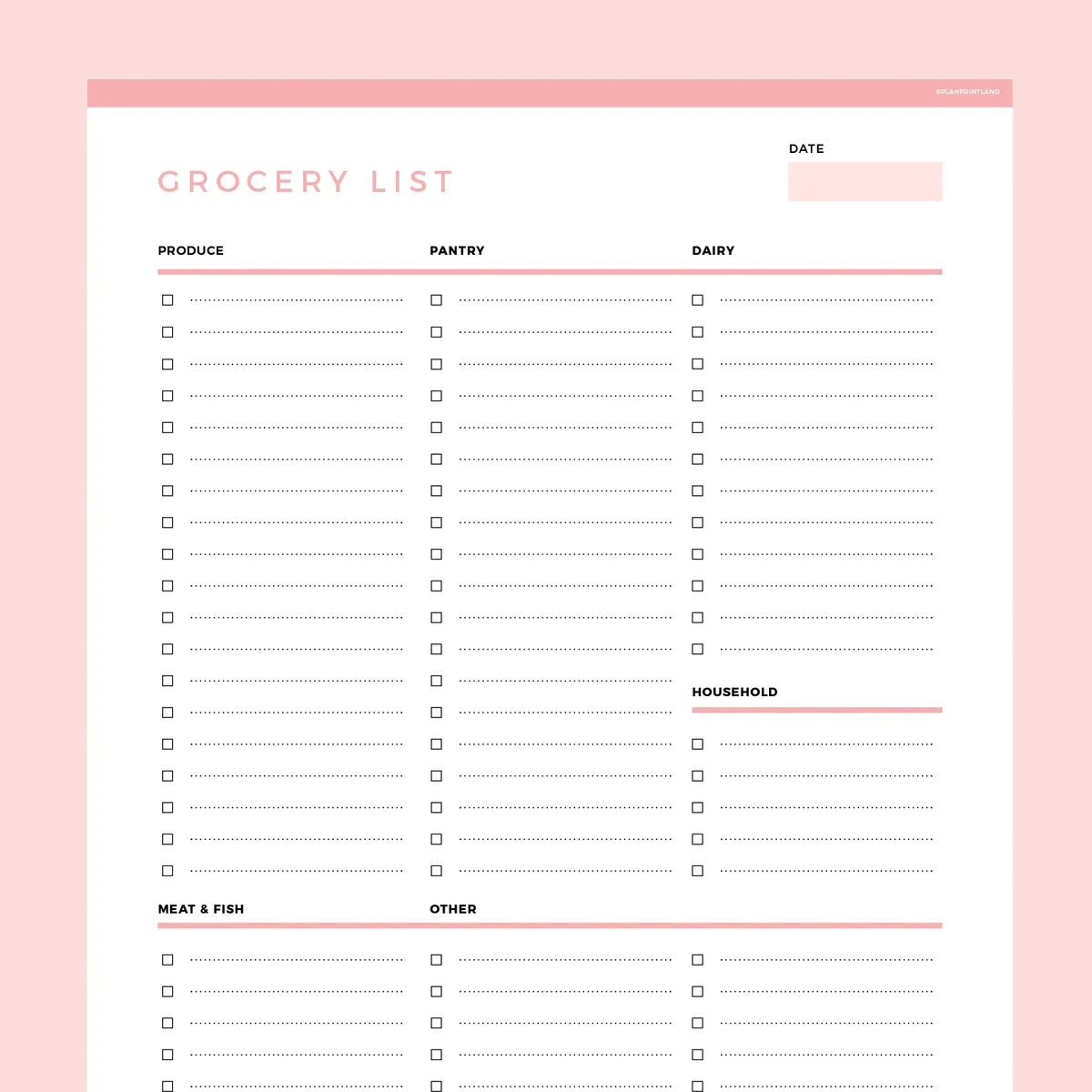 Groceries List Template Editable Instant Download Fillable PDF A4 And US Letter Plan Print Land