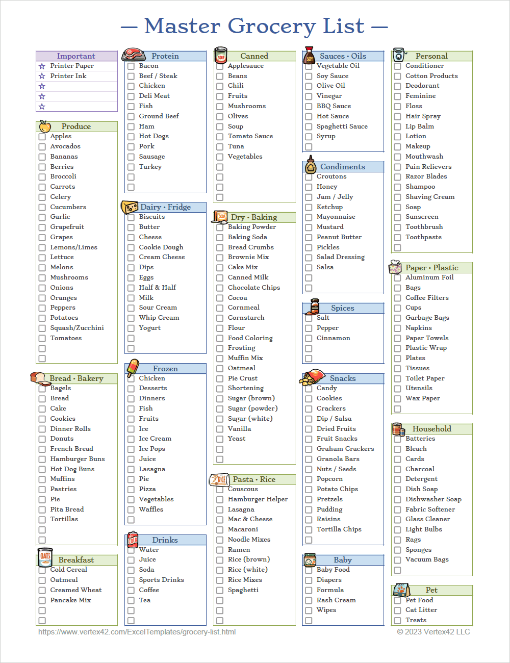 Printable Shopping List Australia