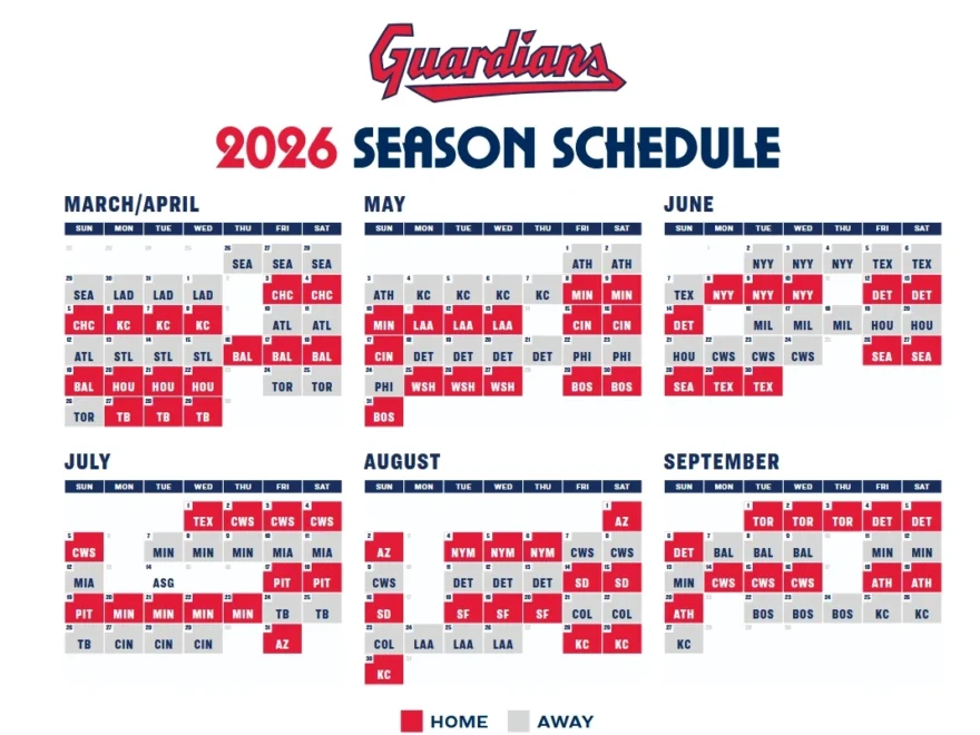 Guardians 2026 Regular Season Schedule R ClevelandGuardians