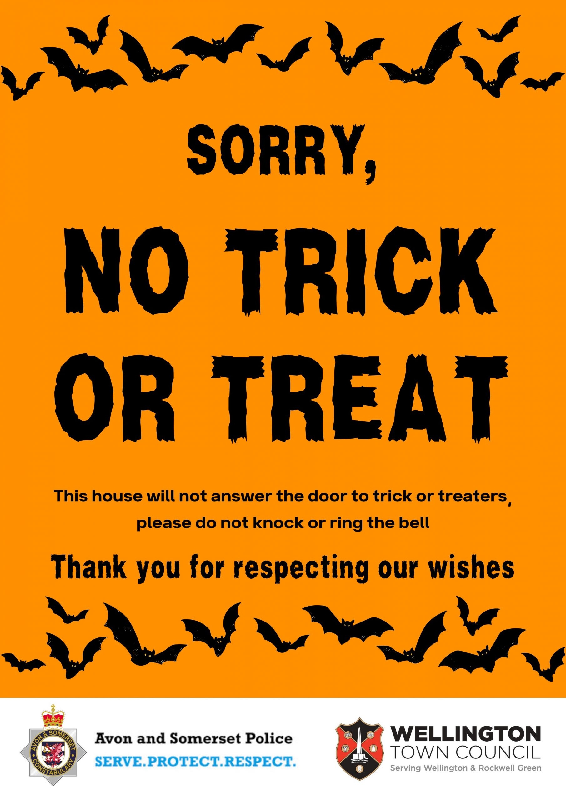 Halloween Downloadable No Trick Or Treat Poster Wellington Town Council Halloween Downloadable No Trick Or Treat Poster Wellington Town Council