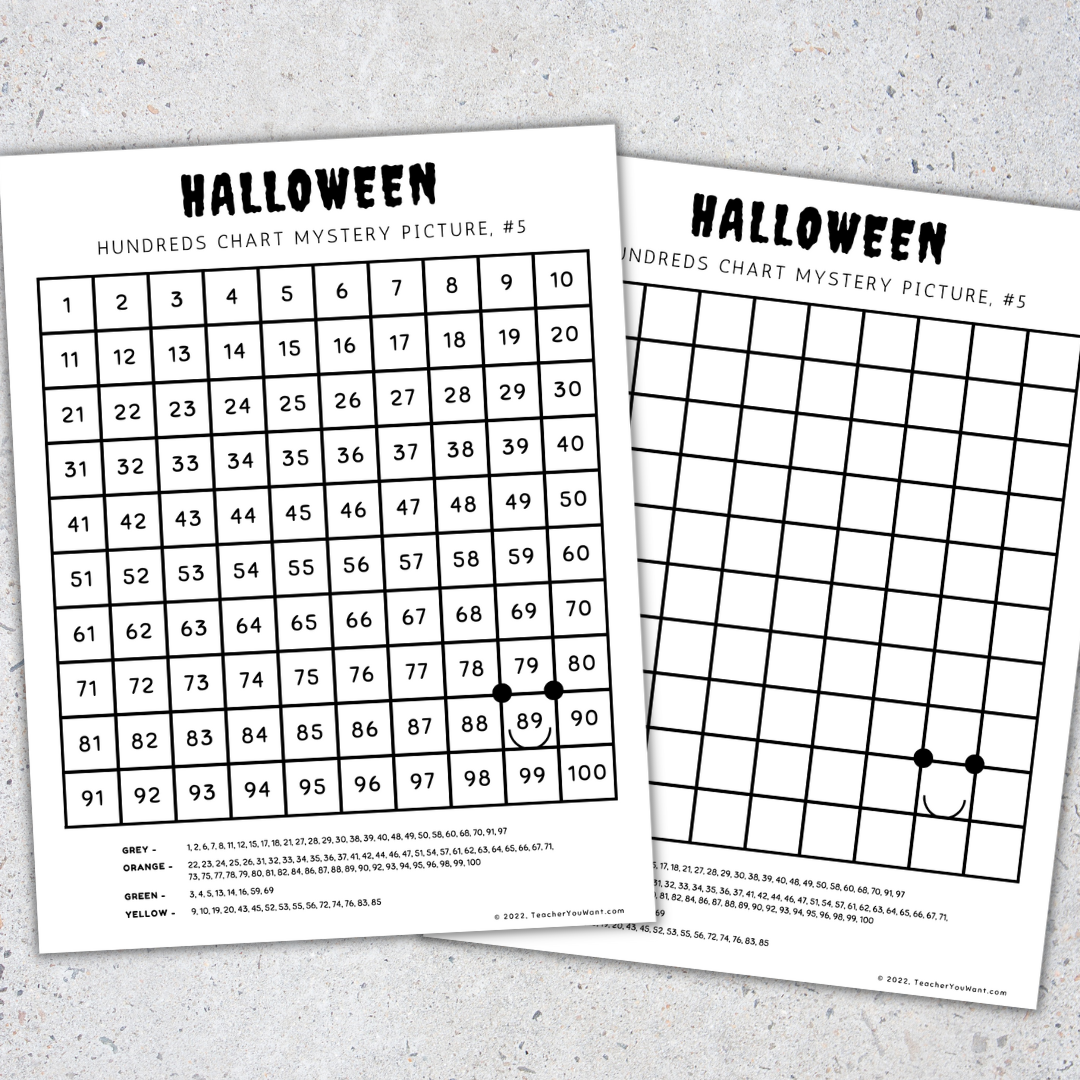 Free Printable Halloween 100s Chart