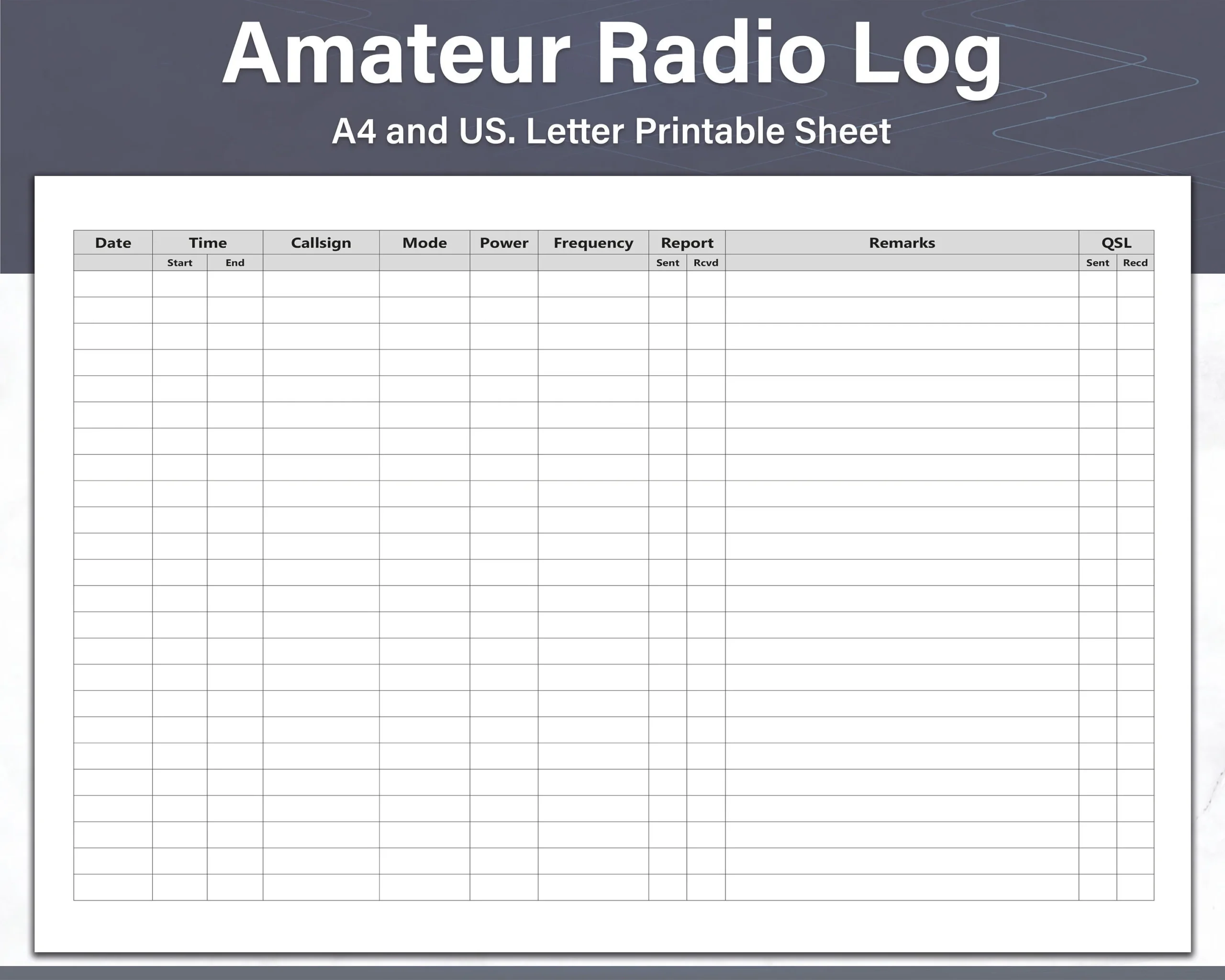 Ham Radio Log Sheets Printable Amateur Radio Log Logbook And QSL Sheets Ideal For Binders Great For A Gift Etsy Australia