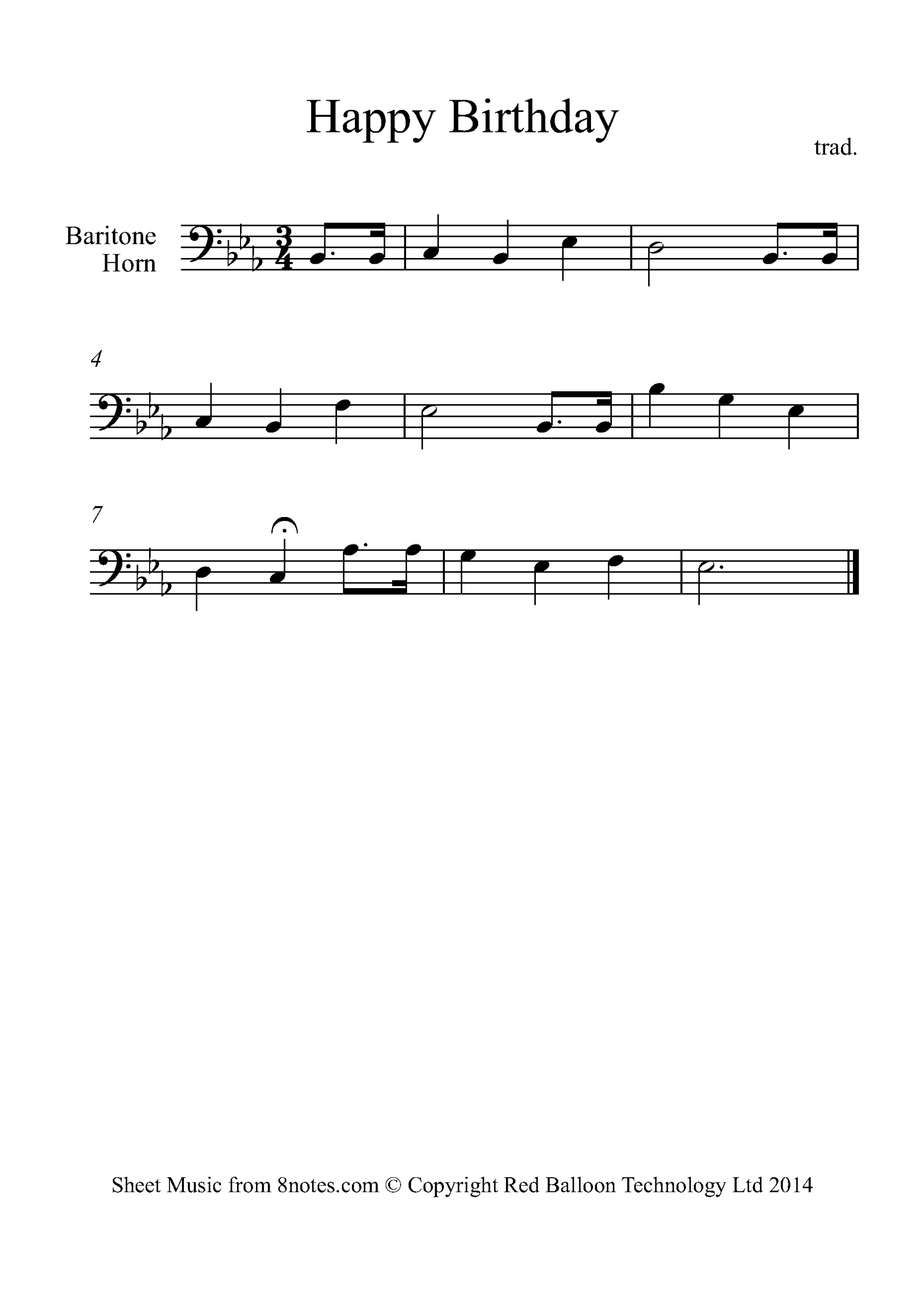 Happy Birthday For Baritone Horn Free Sheet Music For Baritone Horn 8notes Happy Birthday For Baritone Horn Free Sheet Music For Baritone Horn 8notes