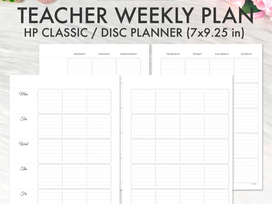 Happy Planner Classic Teacher Weekly Plan Printable Inserts Teacher Weekly Undated Teacher Happy Planner Happy Planner Printable Inserts Etsy