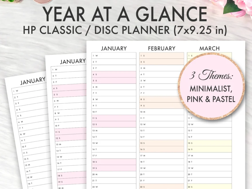 Happy Planner Printable 2025 2026 Year At A Glance Classic Happy Planner Inserts Happy Planner Printable Inserts 2025 2026 Calendar Dated Etsy
