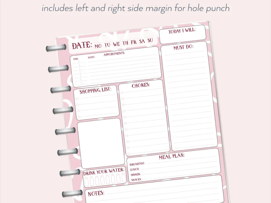 HAPPY PLANNER PRINTABLE Daily Planner Refills Inserts 7 X 9 25 Girl Crush Create 365 Me My Big Ideas Mambi Daily Valentine Etsy