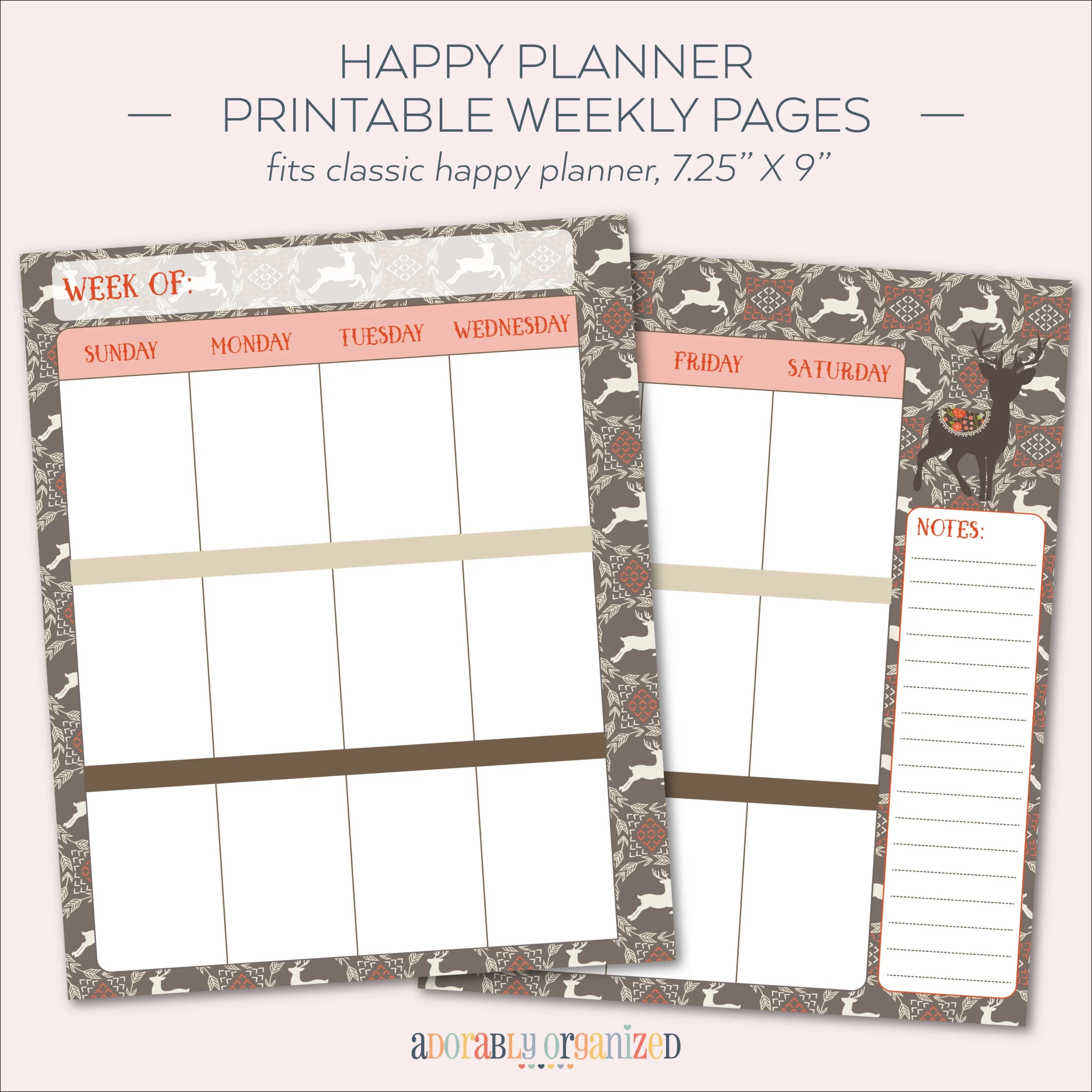 HAPPY PLANNER PRINTABLE Weekly Planner Refills Inserts 7 X 9 25 Rustic Christmas Create 365 Me My Big Ideas Mambi Undated Etsy