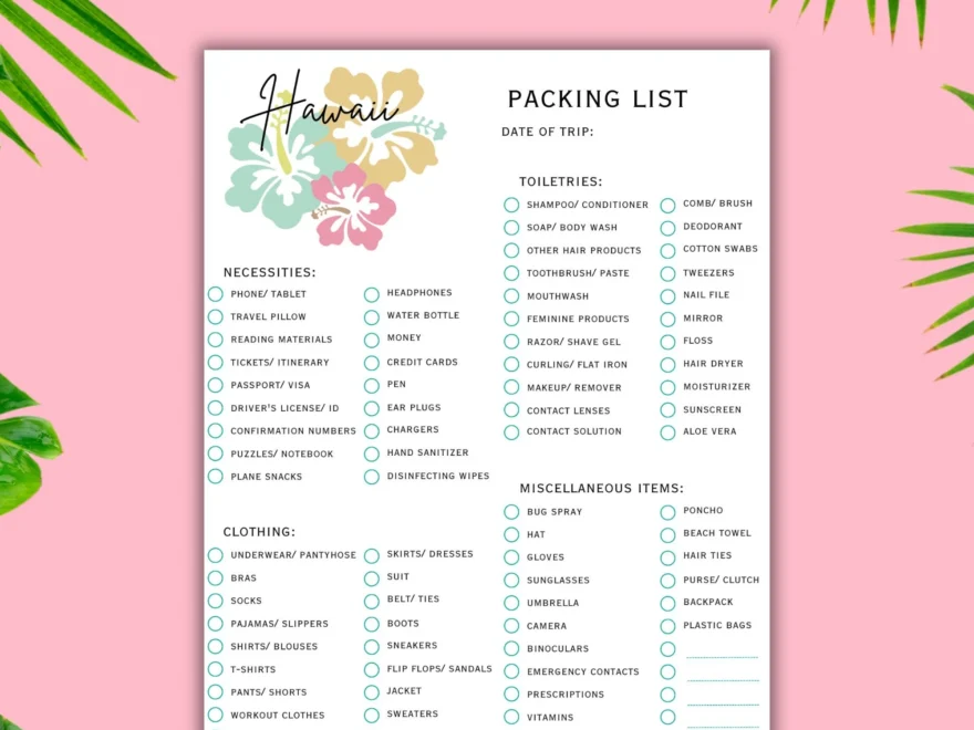 Hawaii Packing List Editable Printable Canva Template Etsy
