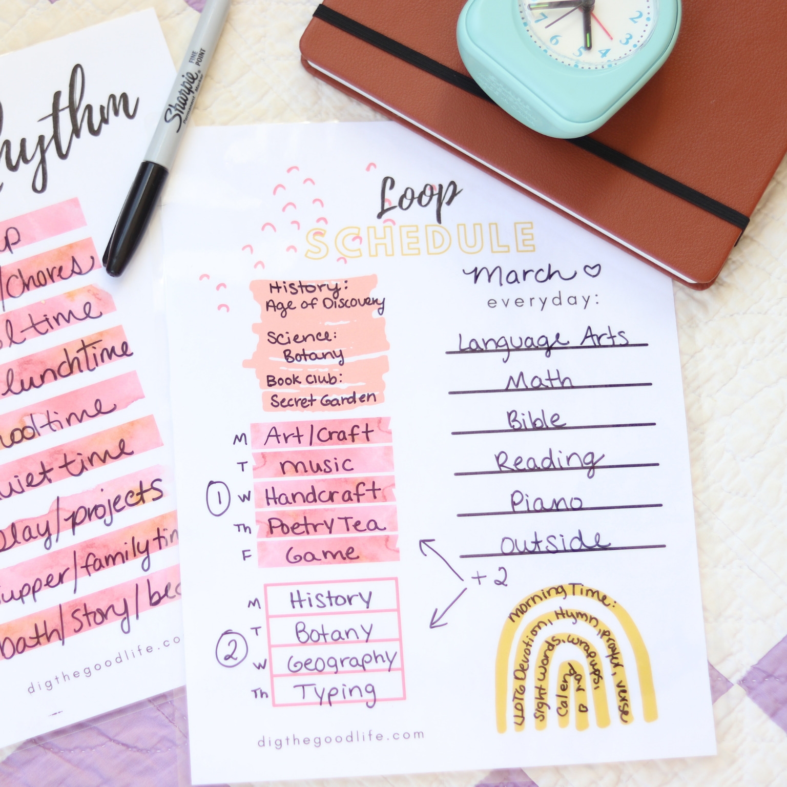 Homeschool Loop Schedule Printable