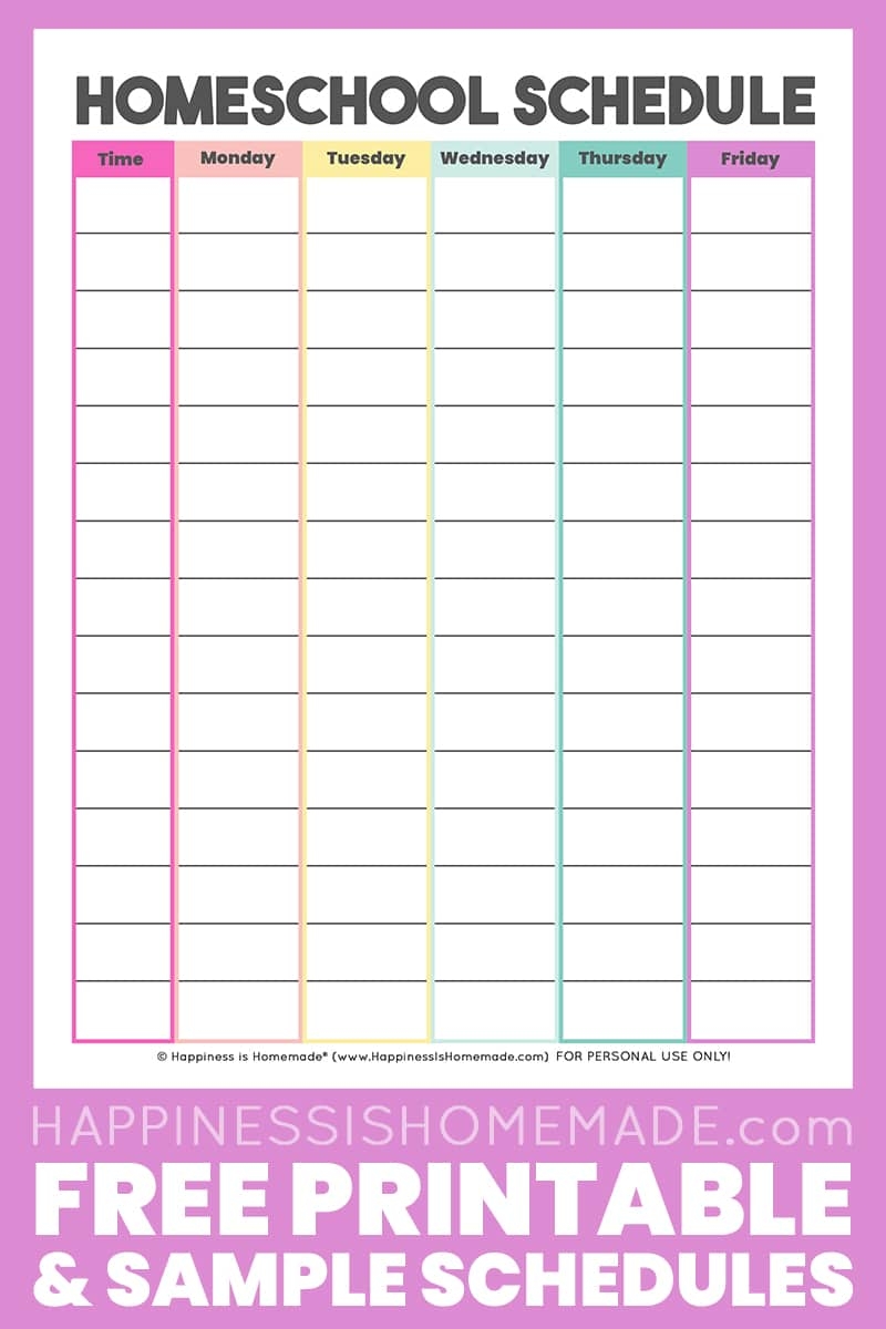 Homeschool Schedule Template Free Printable Happiness Is Homemade Homeschool Schedule Template Free Printable Happiness Is Homemade