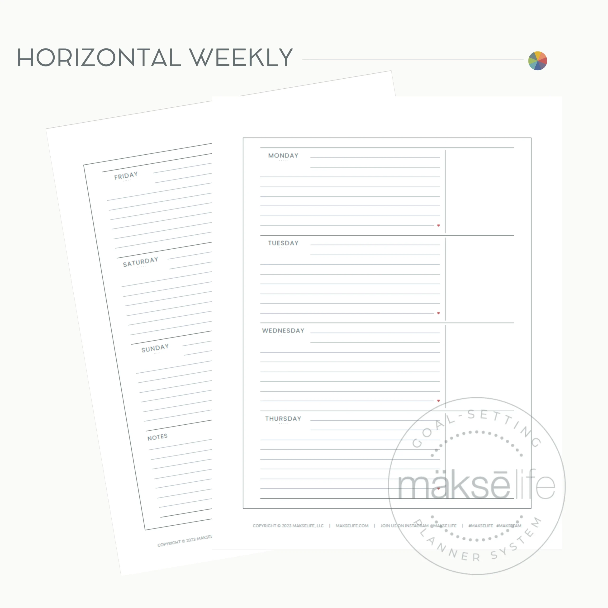 Horizontal Weekly Spread Free Printable MakseLife