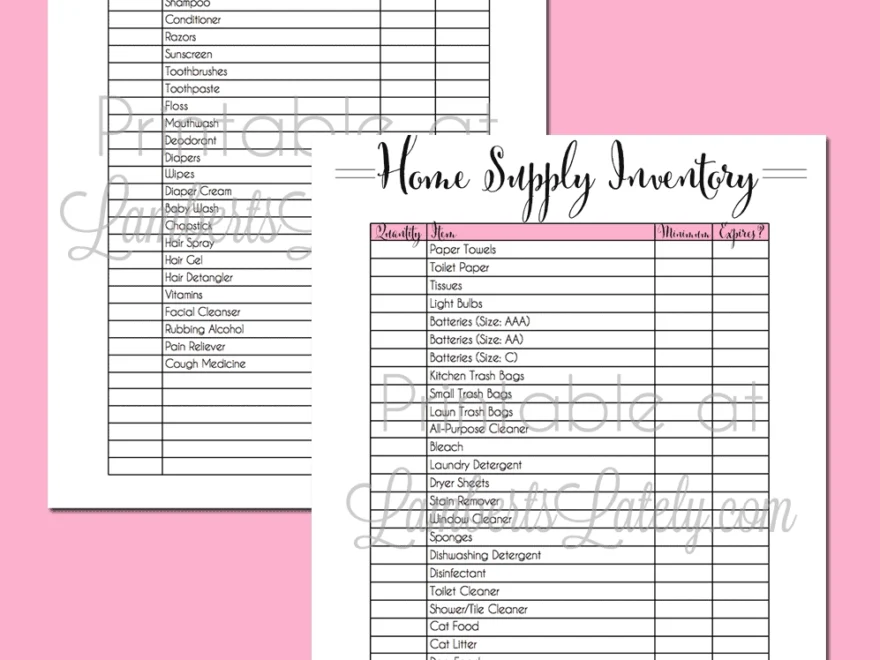 Household Supplies List Inventory Template Lamberts Lately