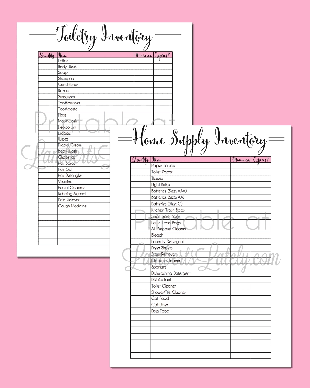 Household Supplies List Inventory Template Lamberts Lately