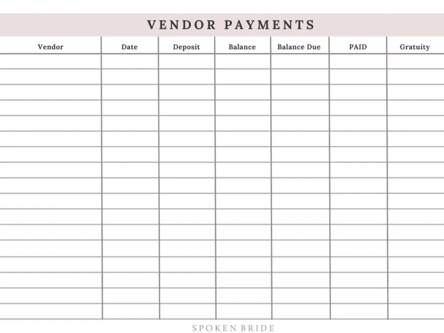 I Dos And Don ts Wedding Education For The Modern Bride Groom Tracking Your Vendor Payments SPOKEN BRIDE